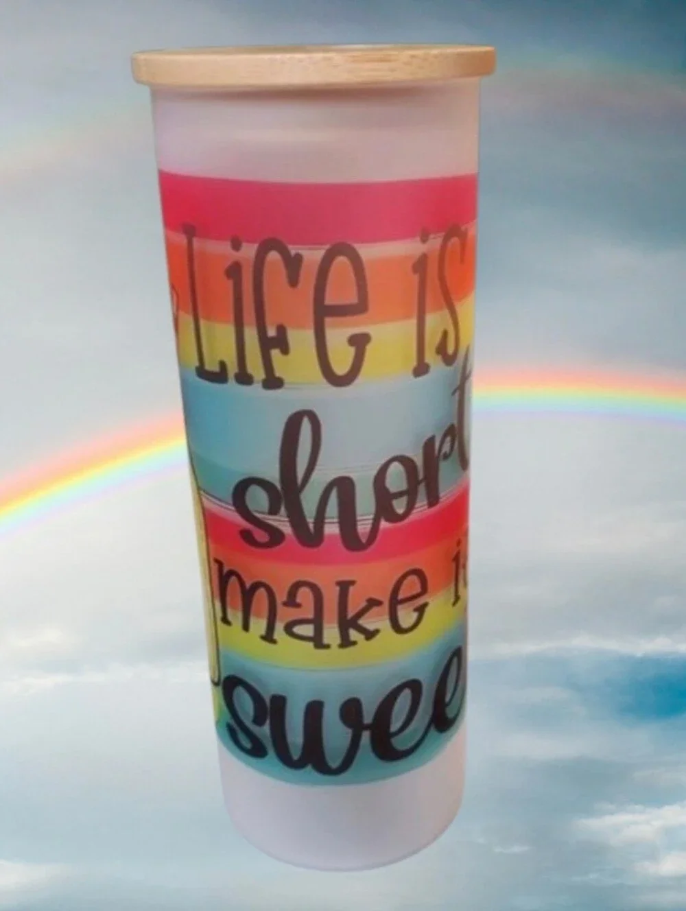 Life is Short Make it Sweet 20oz Frosted Glass Tumbler 🎉sale